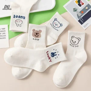 1Pair-Cartoon-Bear-Animal-Ins-Japanese-Cute-Spring-And-Summer-Mid-Tube-Socks-For-Women-1