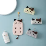 1Pcs-Super-Absorbent-Hanging-Type-Cat-Embroidered-Towelette-Home-Decora-Dual-Purpose-Coral-Velvet-Hand-Towel-2