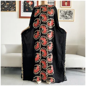 2022-New-Women-Muslim-Sequin-Embroidery-Long-Black-Lady-Clothes-Fashion-New-Arrival-African-Embroidery-Flower-2