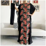 2022-New-Women-Muslim-Sequin-Embroidery-Long-Black-Lady-Clothes-Fashion-New-Arrival-African-Embroidery-Flower-3