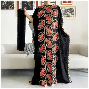 2022-New-Women-Muslim-Sequin-Embroidery-Long-Black-Lady-Clothes-Fashion-New-Arrival-African-Embroidery-Flower