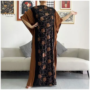 2022-New-Women-Muslim-Sequin-Embroidery-Long-Black-Lady-Clothes-Fashion-New-Arrival-African-Embroidery-Flower-7