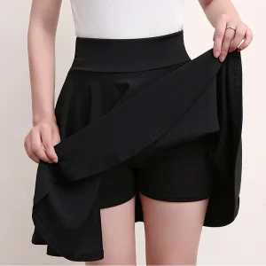 2023-Flared-Skirts-Women-s-Basic-Shorts-Skirt-Fashion-Versatile-Black-Casual-Mini-Skater-Medium-Pleated