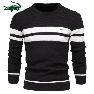 2023-High-Quality-New-Mens-Boys-Winter-Stripe-Sweater-Thick-Warm-Pullovers-Men-s-O-neck-1