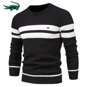 2023-High-Quality-New-Mens-Boys-Winter-Stripe-Sweater-Thick-Warm-Pullovers-Men-s-O-neck