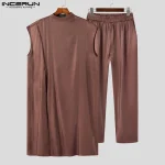 2023-Men-Sets-Solid-Color-O-neck-Sleeveless-Kaftan-Muslim-Shirt-Pants-2PCS-Islamic-Arabic-Clothing-4