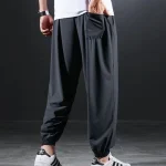2023-Summer-Quick-drying-Ice-Silk-Casual-Pants-Male-Ultra-thin-Elastic-Nine-point-Pants-Loose-4