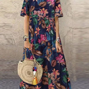 2023-ZANZEA-Bohemian-Holiday-Sundress-Summer-Women-Vintage-Floral-Printed-Short-Sleeve-Beach-Dress-Loose-Long-1