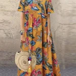 2023-ZANZEA-Bohemian-Holiday-Sundress-Summer-Women-Vintage-Floral-Printed-Short-Sleeve-Beach-Dress-Loose-Long-2