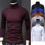 2023-new-Man-Thermal-Turtleneck-Casual-Sleepwear-Shirt-S-2XL-Sleeve-Long-Slim-Coat-5colors-Basic