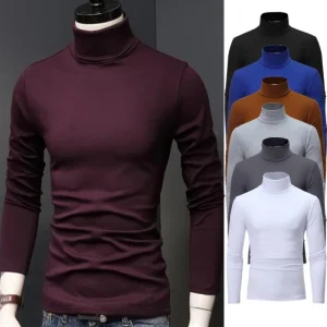 2023-new-Man-Thermal-Turtleneck-Casual-Sleepwear-Shirt-S-2XL-Sleeve-Long-Slim-Coat-5colors-Basic