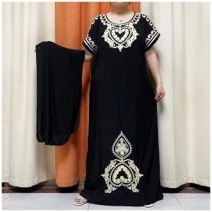 2024-Design-New-Arrival-Kaftan-Ice-Silk-Fabric-Embroidery-Process-Long-Loose-Dress-Muslim-African-Women