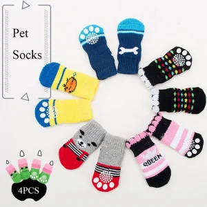 4Pcs-set-Funny-Knitted-Socks-for-Small-Dogs-Anti-Slip-Puppy-Socks-Pet-Paw-Protector-Booties-1