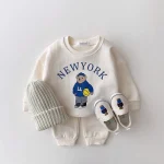 Baby-Boy-Girl-Clothing-Sets-Children-Bear-Pullover-Sweatshirts-Simple-Solid-Cotton-Sports-Pants-2pc-Kids-4