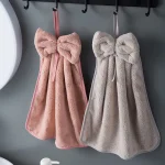Bowknot-Hand-Towels-for-Kitchen-Bathroom-Coral-Velvet-Microfiber-Soft-Quick-Dry-Absorbent-Cleaning-Cloths-Home-2