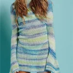 CHRONSTYLE-Women-Y2K-Knitted-Short-Dress-Colorful-Striped-Bodycon-Mini-Dress-Slim-Fit-Long-Flare-Sleeve-3