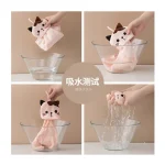 Coral-Velvet-Pocket-Cat-Embroidered-Hand-Towel-Bathroom-Hanging-Absorbent-Towel-Kitchen-Bathroom-Square-Towel-3