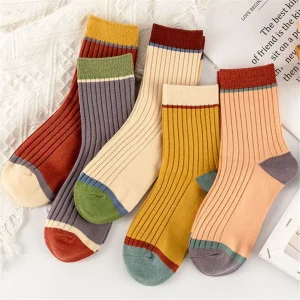 Cotton-Knitting-Striped-Long-Socks-Solid-Color-Harajuku-Retro-Black-White-Crew-Socks-Japanese-High-School-1