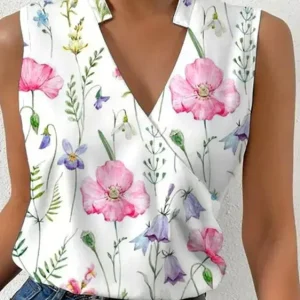 Fashion-V-neck-Sleeveless-Print-Women-Tops-And-Blouses-2023-Summer-Casual-White-Tank-Top-Femme-1