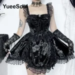 Grunge-Gothic-Women-Dress-Lace-Trim-High-Waist-Bodycon-Mini-Dress-2024-Summer-New-E-girl-4