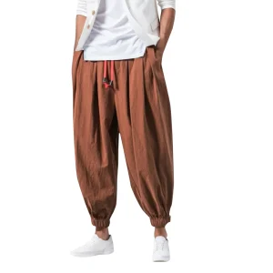 Loose-Casual-Wide-Sweatpants-Male-Cargo-Pants-Elasticated-Solid-Pants-Male-Summer-Loose-Fitness-Baggy-Streetwear-3