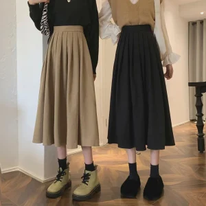 Lucyever-Vintage-Brown-High-Waist-Pleated-Skirt-Women-Korean-Fashion-College-Style-Long-Skirt-Ladies-Autumn-1