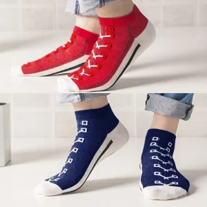 Men-Women-Summer-Cotton-Short-Boat-Socks-Funny-Faux-Lace-Up-Canvas-Shoes-3D-Print-Contrast-1