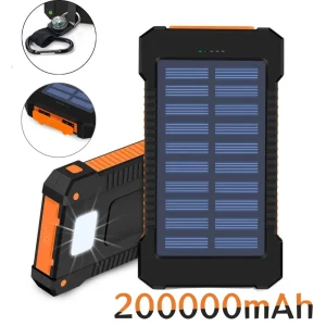 New-200000mAh-Large-Capacity-Solar-Power-Bank-Portable-W-Lanyard-Compass-External-Battery-Outdoor-Charging-Powerbank