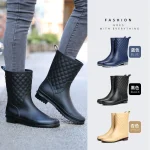 Plaid-Casual-Women-Boots-New-Rain-Shoes-Fashion-Mid-Calf-Rain-Boots-Water-Shoes-Woman-Slip-2