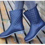 Plaid-Casual-Women-Boots-New-Rain-Shoes-Fashion-Mid-Calf-Rain-Boots-Water-Shoes-Woman-Slip-5