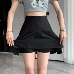 Rimocy-Korean-Elastic-High-Waist-Pleated-Skirt-Woman-Black-Gray-Short-A-Line-Skirts-for-Women-2