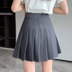 Rimocy-Korean-Elastic-High-Waist-Pleated-Skirt-Woman-Black-Gray-Short-A-Line-Skirts-for-Women-5