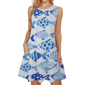 Vestidos-Dresses-Women-O-Neck-Blue-Cartoon-Printed-Sleeveless-Midi-Dresses-Fashionable-Spring-Summer-Elegant-Beach-1