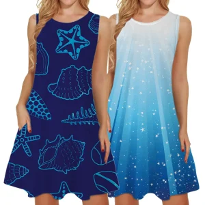 Vestidos-Dresses-Women-O-Neck-Blue-Cartoon-Printed-Sleeveless-Midi-Dresses-Fashionable-Spring-Summer-Elegant-Beach