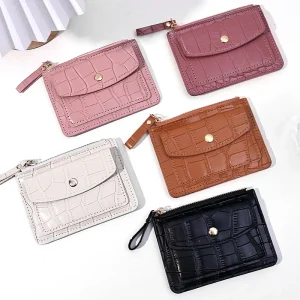 Women-Short-Hand-held-Wallet-Simple-PU-Leather-Multi-Slot-Zipper-Keychain-Small-Card-Bag-Holder