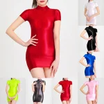 Women-s-Party-Bodycon-Dresses-Comfortable-Elegant-Skirt-Slim-Breathable-Stretchy-Charming-Wet-Look-Glamorous-Glossy-5