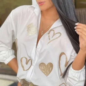 2023-Top-Selling-On-Similar-Deals-Spring-New-Fashion-Women-s-Heart-Hot-Stamping-Button-Up