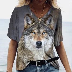 2024-New-Fashion-Ladies-T-Shirts-Summer-Apparel-Wolf-Graphic-3d-T-Shirt-Tees-Women-s-1