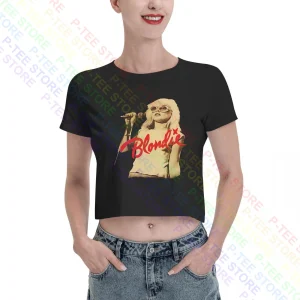 Blondie-Debbie-Harry-Sepia-New-Wave-American-Cbgb-Women-Crop-Top-T-shirt-Tee-Rare-Cotton