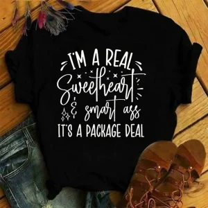 Fashion-Summer-shirt-New-I-M-A-Real-Sweetheart-Smart-Ass-It-S-A-Package-Deal