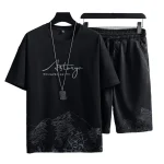 New-Shorts-Set-Sleeve-Drawstring-Pockets-Casual-Outfit-Mountain-Print-Loose-T-shirt-Loose-Shorts-Sport-4