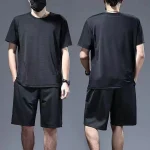 Summer-Ice-Silk-Men-s-Loose-Suit-Casual-Sport-Short-Sleeved-T-shirt-Capris-Shorts-Two-4